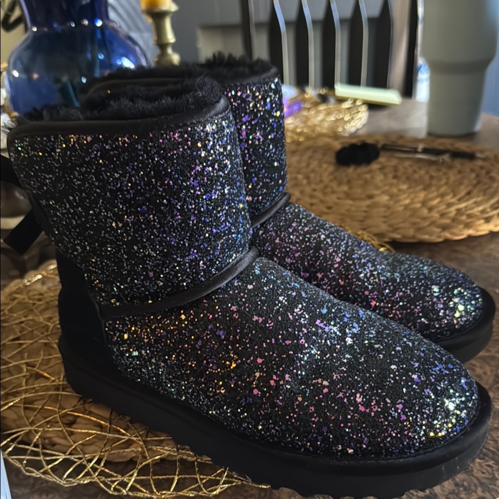 UGG Black Glitter Ankle Boots